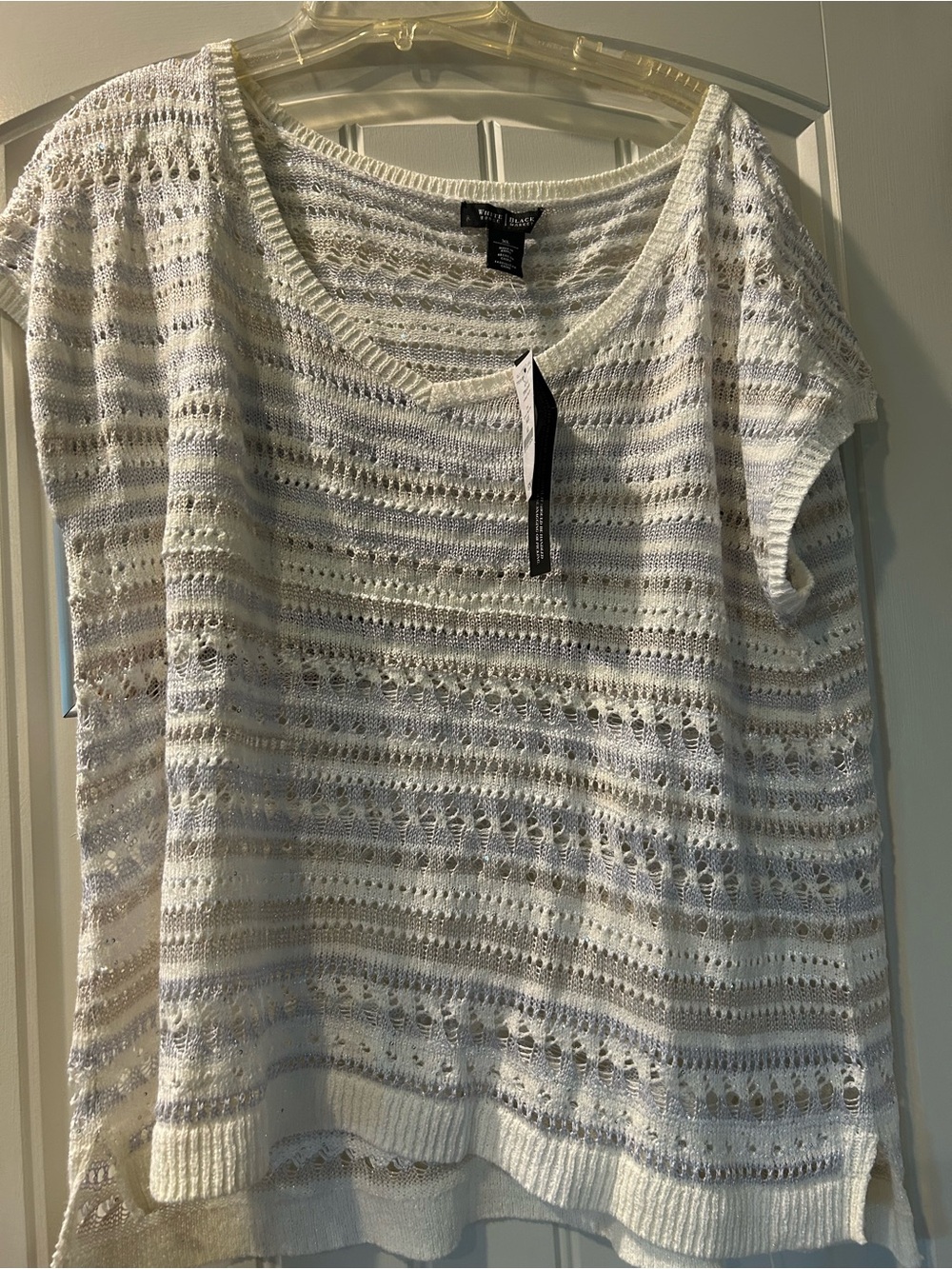 White House Black Market White Open-Weave Knit Tank